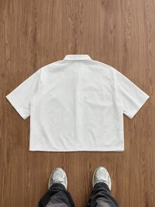 Manfinity Joysei 2 pezzi Camicie casual con bottoni da uomo, bianche e nere, versatili - Bianco e nero - Visualizzare 3