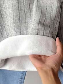 SHEIN 青少年女孩罗纹纹理保暖内衬长袖 T 恤、日常穿着必备修身分层 T 恤、秋冬长袖上衣、女孩上衣、灰色紧身保暖内衣、秋冬必备保暖内衬打底长袖 T 恤