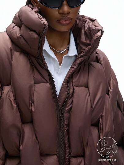 New Slim Fit Casual Chic Minimalist High-End Zipper Design Thick Padded Coat