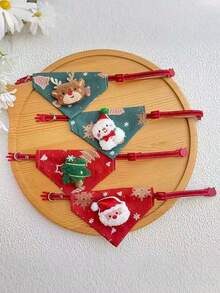 PETSIN 1 圣诞宠物围巾，宠物项圈，可爱猫咪圣诞配饰，狗颈圈，猫项圈，口水毛巾，宠物圣诞装饰，宠物 - 彩色 - 查看 10