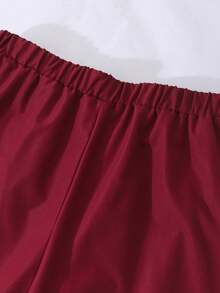 Sparklyn 2 件青少年休闲时尚针织纯色正面图案字母印花插肩袖连帽衫和工装裤运动服套装