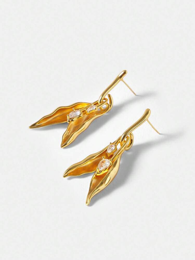 LEAF RHINESTONE EARRINGS
