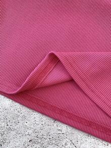 少女玫瑰红和粉色休闲个性撞色领罗纹针织纽扣修身连衣裙，夏季连衣裙，蝴蝶刺绣粉色连衣裙学院风连衣裙 T 恤连衣裙 Polo 衫连衣裙粉色 Polo 衫连衣裙