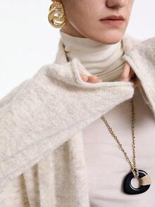 Aalyst New Women's Elegant High-End Pocket Design Knitted Cardigan, Autumn/Winter - Apricot - View 2