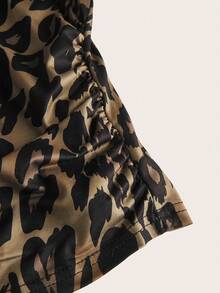 SHEIN Essnce Conjunto de top de tirantes ajustado con cintura fruncida y estampado de leopardo negro casual para mujer, versátil para uso diario - Multicolor - Ver 9