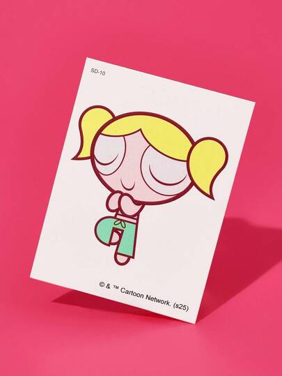 FanGlow THE POWERPUFF GIRLS X SHEIN Hình dán xăm hoạt hình bong bóng nhiều màu sắc, thích hợp cho vai, cổ, xương đòn, cánh tay, nghệ thuật cơ thể, hình dán xăm mô phỏng tạm thời không thấm nước.