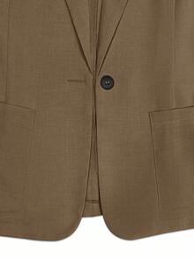 Franclia Women's Casual Solid Color Long Sleeve Blazer Jacket, Autumn - Brown - View 6
