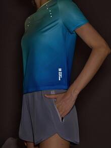 Easithlete 女士渐变色圆领短袖休闲百搭户外T恤