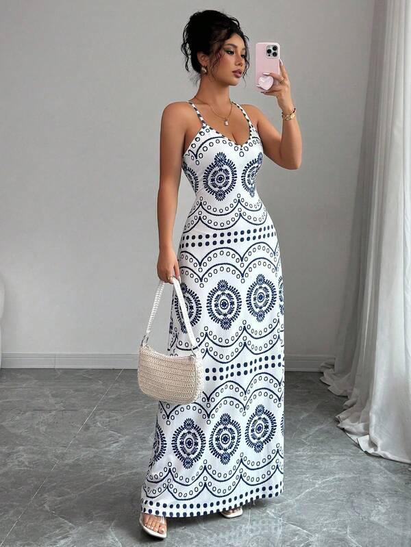 Selianne Vestido casual de vacaciones con estampado de París para mujer