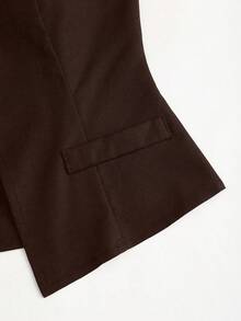 Sweetra 1 Set Solid Color Single-Breasted Vest, Pleated Wide-Leg Pants Suit