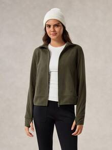 OutZeal 女士柔软保暖立领拉链口袋拇指孔户外抓绒外套日常休闲