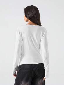 LYSMO 2025 Minimalist Top With A Slouch Collar, Sexy Hot Girl, Comfortable And Casual, Versatile And Casual, Comfortable Commuting, Campus /Party Pants/Going Out Top /Elegant For Women/Country Concert /Influencer Style, Inspired Fashion, Light Party Vibe, Glamorous Yet Minimalist With A Cutting-Edge Touch, Grunge Chic, Streetwear - White - View 2