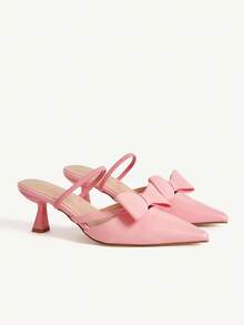 CUCCOO CHICEST Tacones de aguja con lazo para mujer, elegantes, dulces, románticos, de moda, de piel sintética rosa, tacones altos para el té de la tarde, citas, fiestas de moda, ocasiones formales, Navidad, Acción de Gracias, Día de San Valentín