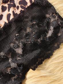 SHEIN 1pc Plus Size Women Leopard Print Lace Patchwork Panty - Multicolor - View 4