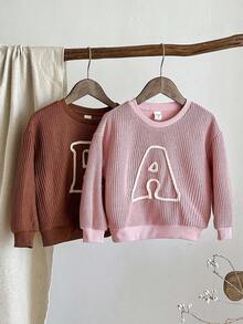 LMoss Kids 2 pièces Ensemble de Sweat-shirt-shirt décontracté à col ras-du-cou tricoté pour jeune fille - Multicolore - Voir 6