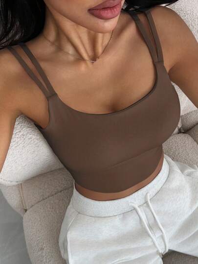 DAZY Women's Lightweight Shaping Solid Color Minimalist Activewear Sports Bra Camisole Lingerie For Women