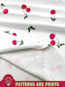 SHEIN EZwear Women's Casual Simple Cherry Print Ruched Detail Camisole Dress With Adjustable Straps, No Wire Bra, Square Neck Sleeveless Dress, "Girls Trip" Style Suitable For Going Out Chic Dress - Multicolor - View 3