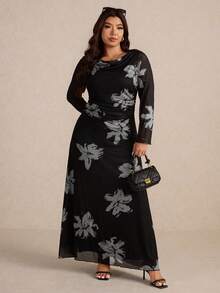 Elaquor Plus Size Women's Hooded Tie Dye Print Maxi Dress, Fashionable Casual Elegant Loose Dress, Spring/Summer New, Soft Mesh Fabric, High Elasticity, Plus Size Curve Elegant Dress Plus Size Elegant Dress, Elegant Dresses For Women, Elegant Dresses For Party