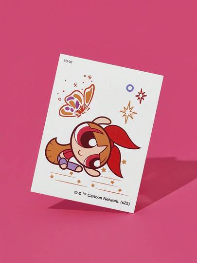 FanGlow THE POWERPUFF GIRLS X SHEIN Blossom 1pc Colorful Cartoon Tattoo Sticker Suitable For Shoulder, Neck, Clavicle, Arm, Body Art, Temporary Waterproof Simulation Tattoo Sticker