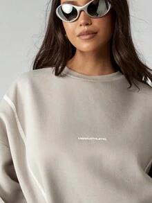 MISSGUIDED Oversized Crew Neck Pullover Sweatshirt With Ribbed Cuffs And Hem For Casual Comfort - Grey - View 6