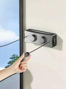 Rozwijana niewidoczna wewnętrzna/balkonowa stalowa linka do suszenia ubrań, łazienkowa rozwijana linka do suszenia ubrań, wiosenna, minimalistyczna, letnia