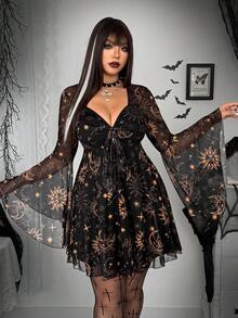 SHEIN Whyspr 万圣节大码连衣裙 - 黑色 - 查看 3