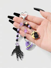 ROMWE Goth 1 件银色水钻和珍珠装饰星形吊坠包饰钥匙扣，简约时尚的女士礼物 - 多色-51 - 查看 7