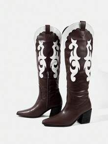 Styleloop Giày bốt đế gỗ ấm áp thoải mái, đơn giản dành cho nữ, thích hợp cho Halloween, Giáng sinh, tiệc tùng, lễ hội âm nhạc, mùa thu - Nhiều màu - Xem 10