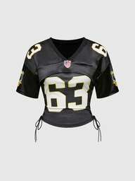 Street Life 2pcs/Set Street Style Sports Jersey Crop Top & Bandeau