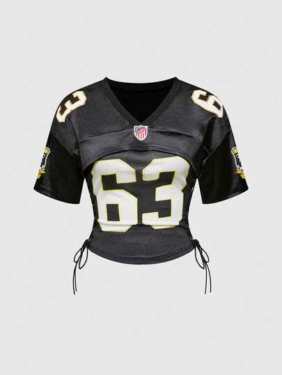 Street Life 2pcs/Set Street Style Sports Jersey Crop Top & Bandeau