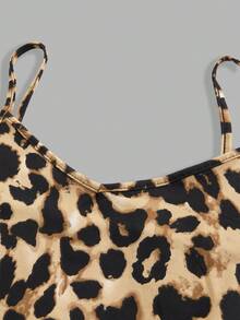 SHEIN EZwear 3 件套女士休闲简约豹纹印花套装 - 短款上衣、吊带背心、短裤、夏季 - 彩色 - 查看 10