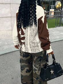 Rovax Sudadera de cuello redondo oversize con hombros caídos y mangas largas