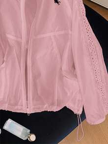 Resyla Women's White Long Sleeve Lightweight Windbreaker Jacket, Outdoor Casual - Pink - View 4