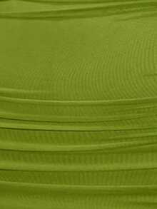 SHEIN SXY Plus Size Women Green Off-Shoulder Ruffle Mesh Bodycon Dress, Autumn - Green - View 7