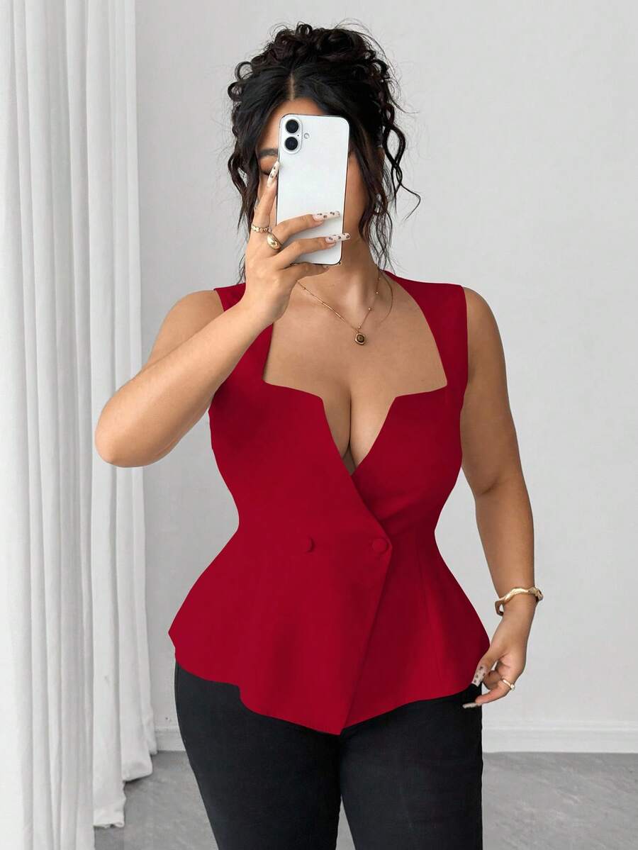 Elenzga Blusa Cardigan Plus Size Feminina Elegante com Decote em V