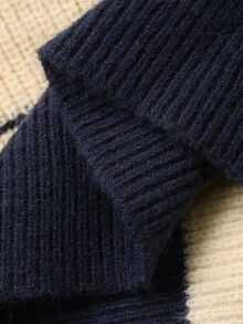 Livesso Áo khoác cardigan dệt kim dài tay họa tiết sọc khối màu đơn giản dành cho nữ, mùa thu/đông - Màu be - Xem 7