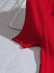 Franclia Women's Short Sleeve Cardigan Maxi Sweater Dress - Red - View 5