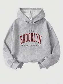 Sparklyn 2 件青少年休闲时尚针织纯色正面图案字母印花插肩袖连帽衫和工装裤运动服套装