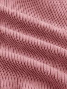 SHEIN MOD Quần nhung kẻ sọc đơn giản cổ điển màu trơn cỡ lớn dành cho nữ, quần nữ màu hồng, quần nữ ống rộng - Hồng - Xem 4