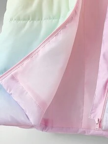 Chaqueta casual con capucha de invierno para niña, de manga larga con cremallera y cuello, en estilo ombré - Multicolor - Ver 7