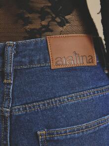 Aralina Winter / Fall Dark Wash Mid Rise Straight Leg Denim Split Hem Jeans Spring Winter Clothes Women Jeans Country Style Chic Pants For Women - Dark Wash - View 5