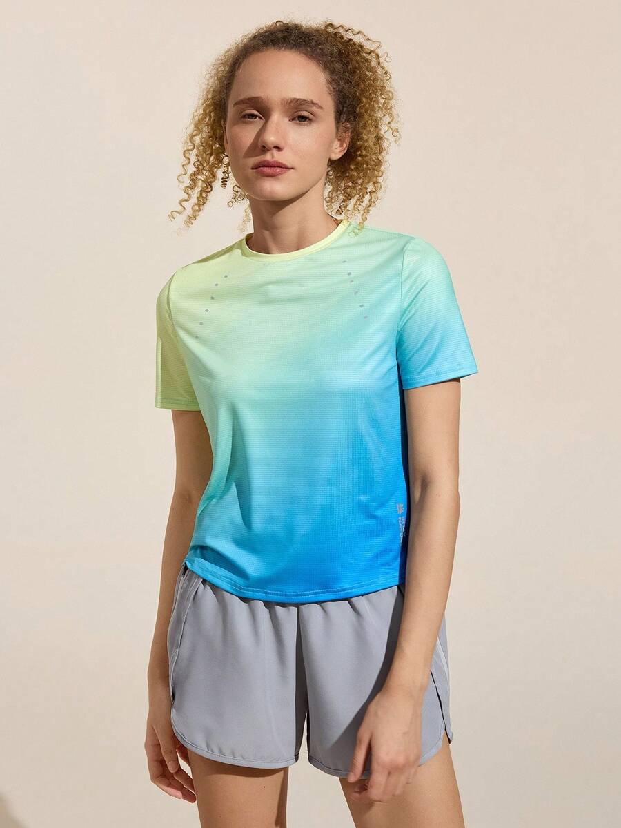 Easithlete 女士渐变色圆领短袖休闲百搭户外T恤