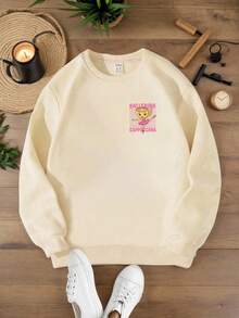 Young Girl' Basic Round Neck Fleece Sweatshirt - White Fall Winter - Black - View 3