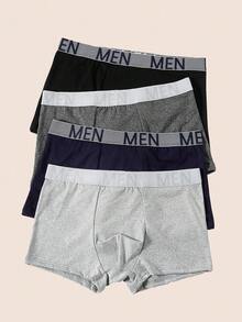 SHEIN Bộ 4 chiếc quần boxer nam cỡ lớn có in chữ ở cạp quần. - Nhiều màu - Xem 6