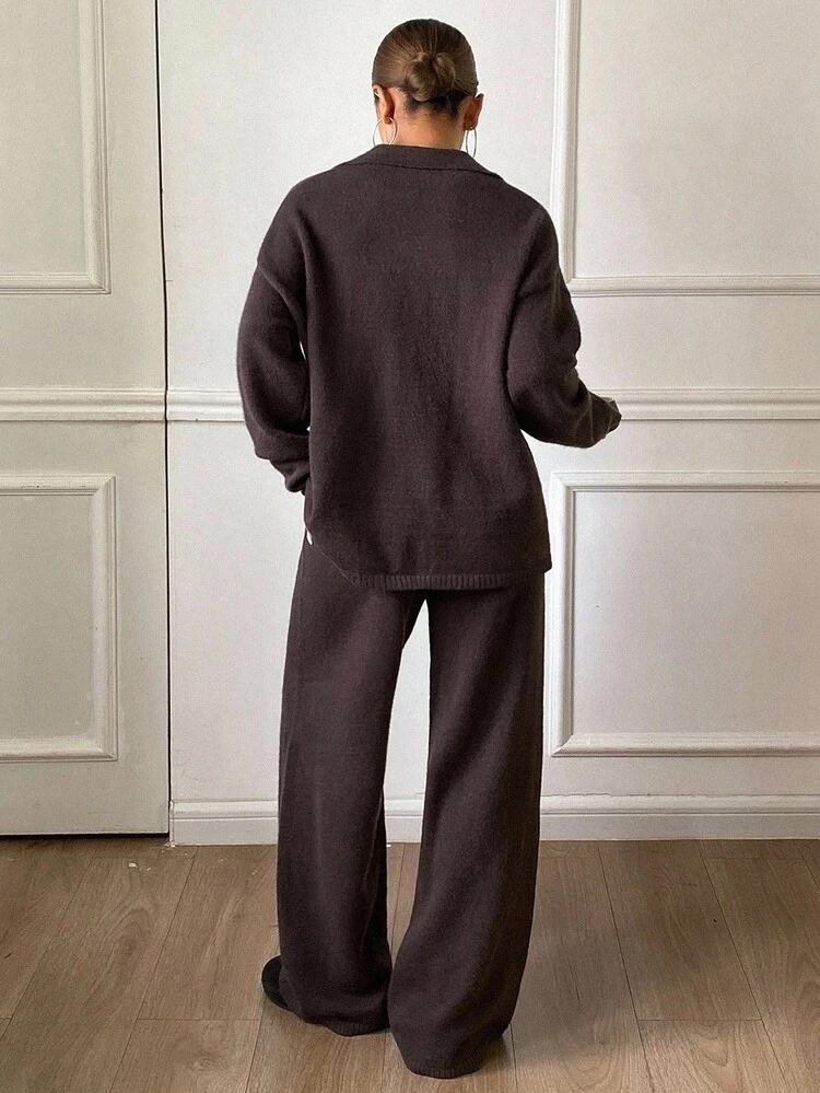Women Tall Size Loose Turtleneck Long Sleeve Sweater And Straight Leg Relaxed Fit Pants 2 Pieces Set, Casual Outfit