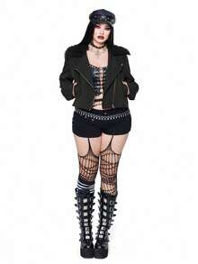 Whyspr 大码哥特朋克风格夹克 - 黑色 - 查看 3