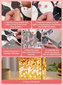 1 件 20 个 LED/20 朵郁金香花朵设计 DIY 迷你夜灯，3D 花卉氛围灯，优雅的桌面装饰，送给女朋友、家人、同学、朋友、母亲节、生日的贴心礼物 - DIY - 查看 7