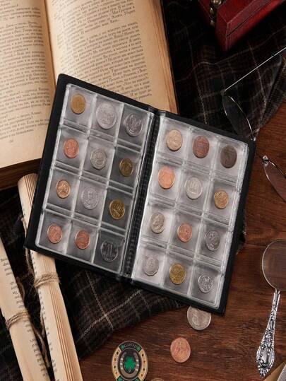 Mini album da 120 tasche (3*3cm) con 10 pagine in PVC per la raccolta di monete, album per monete, libro per conservare monete, adatto per monete/francobolli/badge/adesivi, regalo di Natale, Ognissanti, Ringraziamento, Pasqua, Capodanno, monete, giocattoli, Pasqua, monete