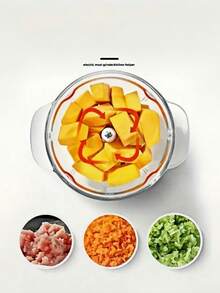 1 件装手摇手动蔬菜切碎机带锁不锈钢材质用于切菜磨蒜切肉易清洗家用厨房必备小工具 - 彩色 - 查看 3