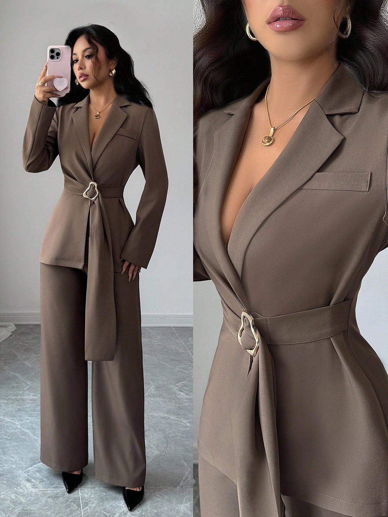 Elenzga بدلة نسائية أنيقة وراقية للخريف/الشتاء للذ...